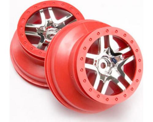 Traxxas TRX6872A Wielen, SCT Split-Spoke, chroom, rood